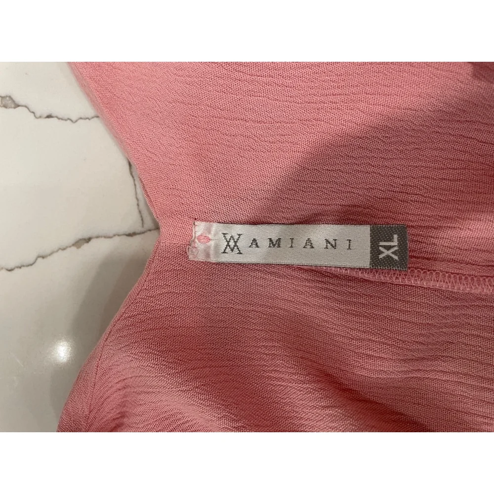 Amiani Tiered Pink Maxi Dress Lace Crochet XL Lightweight Rayon Resort Wear - Picture 9 of 11